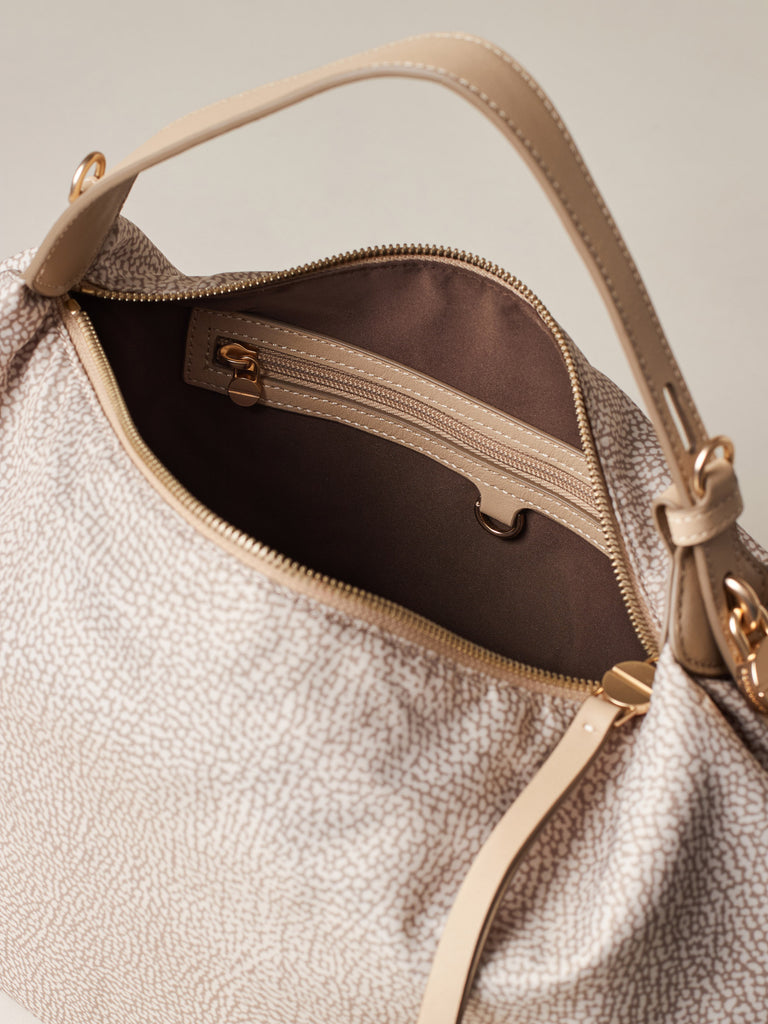 Op Recycled Fabrica and Leather shoulder bag - PRIVE HOBO BAG MEDIUM - Borbonese