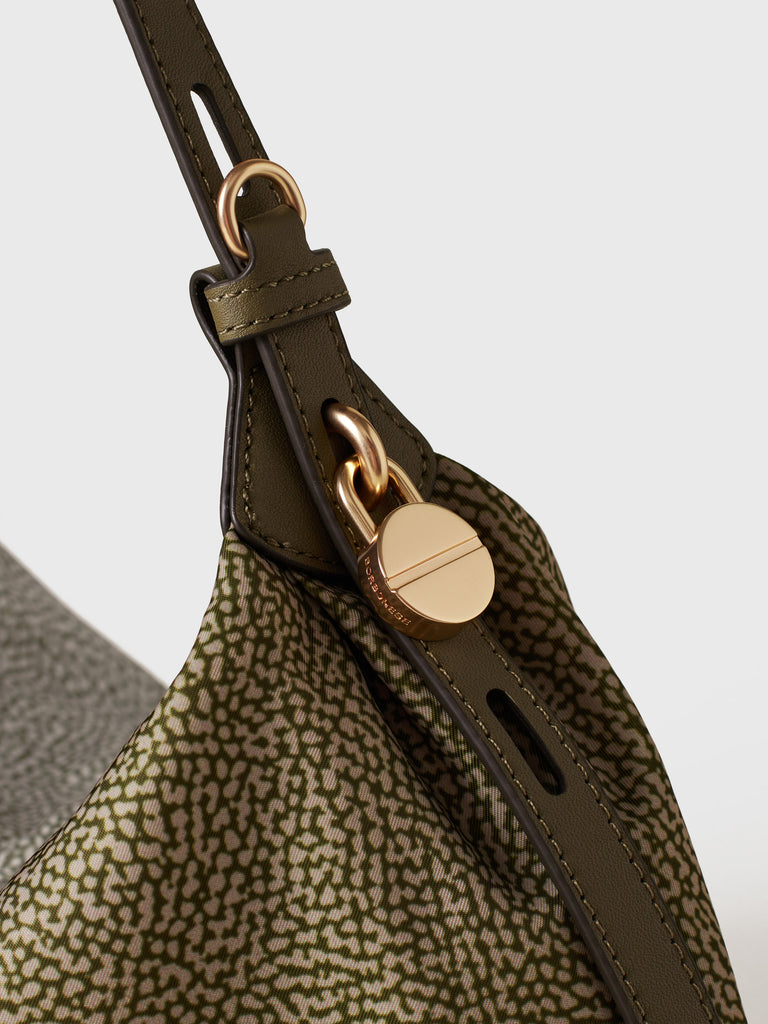 Op Recycled Fabrica and Leather shoulder bag - PRIVE HOBO BAG MEDIUM - Borbonese