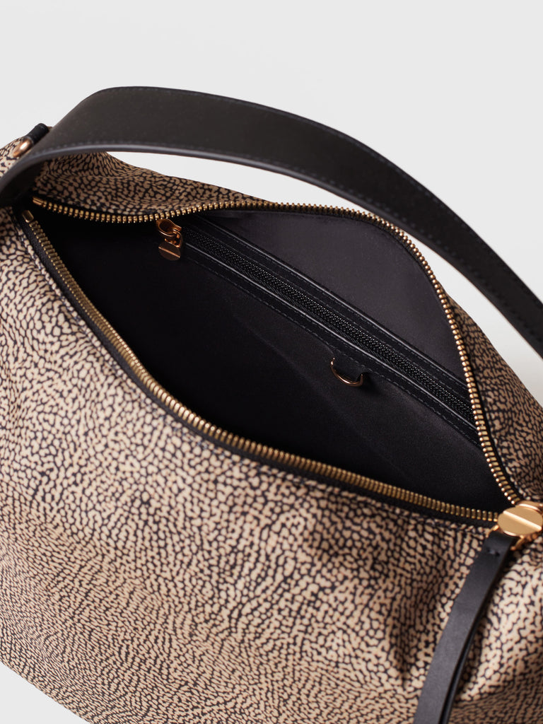 Borsa a spalla in Tessuto riciclato Op e Pelle - PRIVE BORSA HOBO MEDIUM - Borbonese