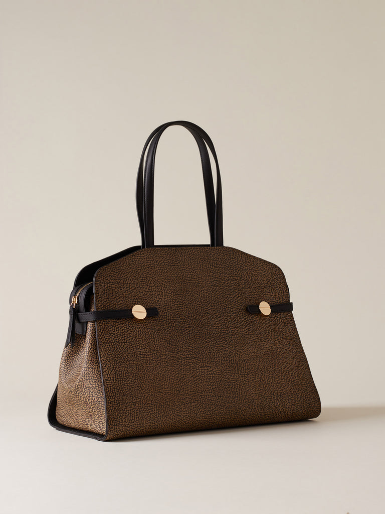 Borsa a spalla di Tela rivestita Op - GEMINI BORSA SHOPPING MEDIUM - Borbonese