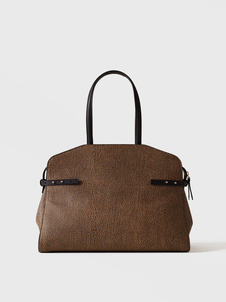 Borsa a spalla di Tela rivestita Op - GEMINI BORSA SHOPPING MEDIUM - Borbonese