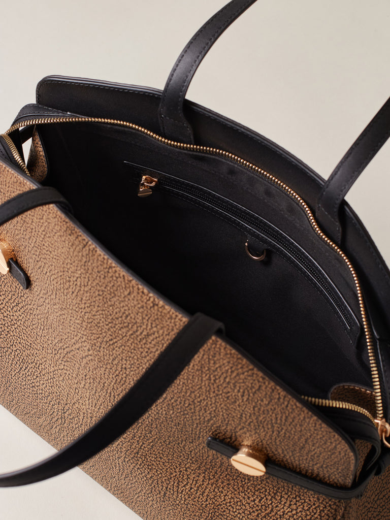 Borsa a spalla di Tela rivestita Op - GEMINI BORSA SHOPPING MEDIUM - Borbonese
