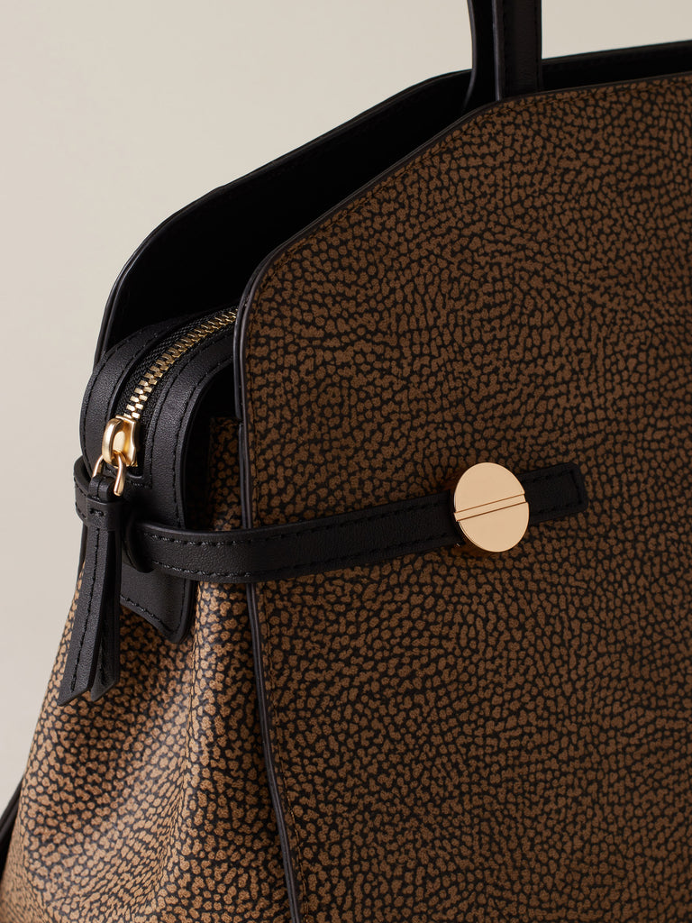 Borsa a spalla di Tela rivestita Op - GEMINI BORSA SHOPPING MEDIUM - Borbonese