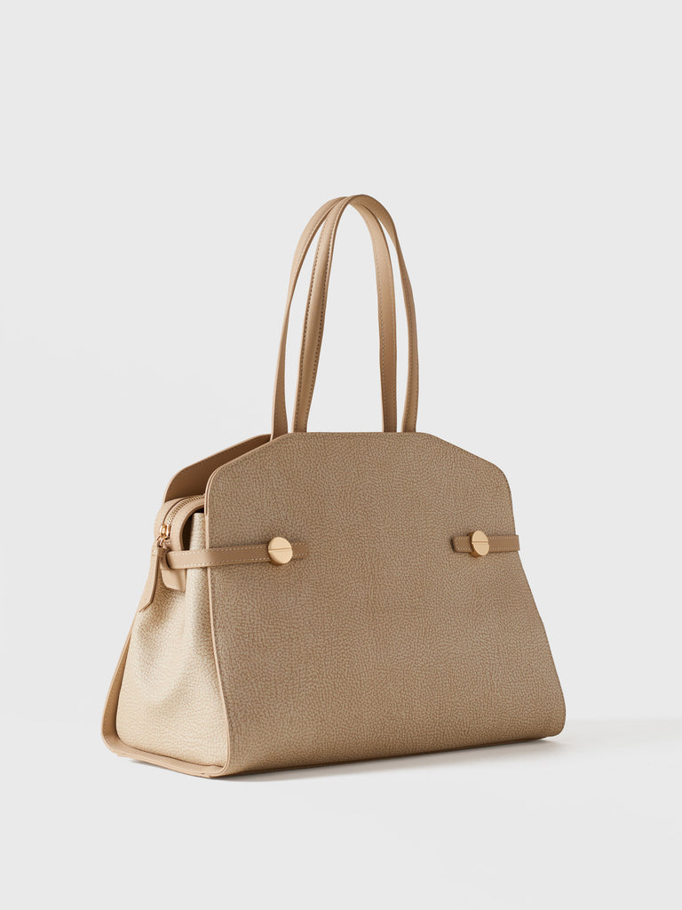 Borsa a spalla di Tela rivestita Op - GEMINI BORSA SHOPPING MEDIUM - Borbonese