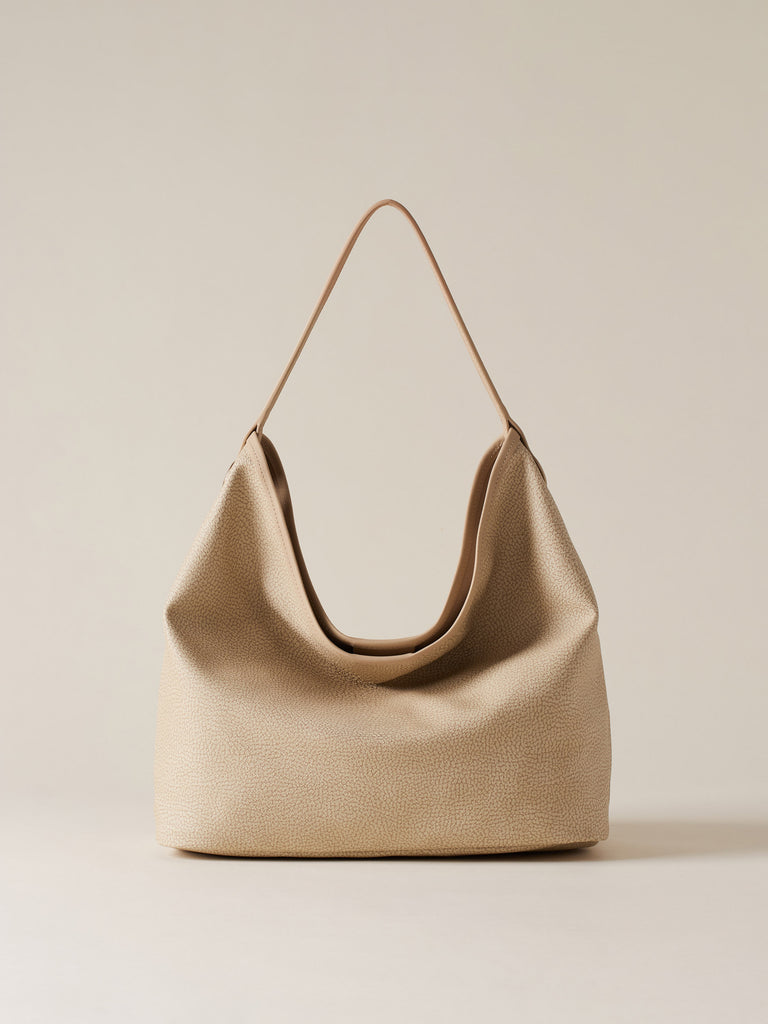 Borsa a spalla di Tela rivestita Op e Pelle - FLIGHT BORSA HOBO MEDIUM - Borbonese