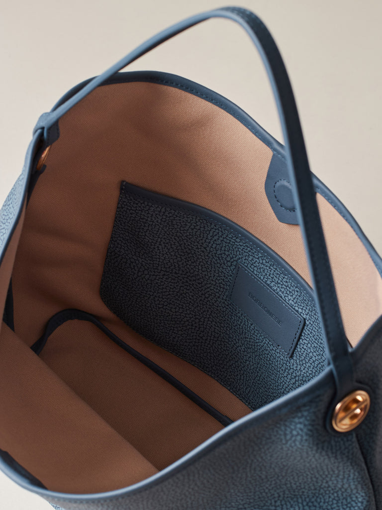 Borsa a spalla di Tela rivestita Op e Pelle - FLIGHT BORSA HOBO MEDIUM - Borbonese