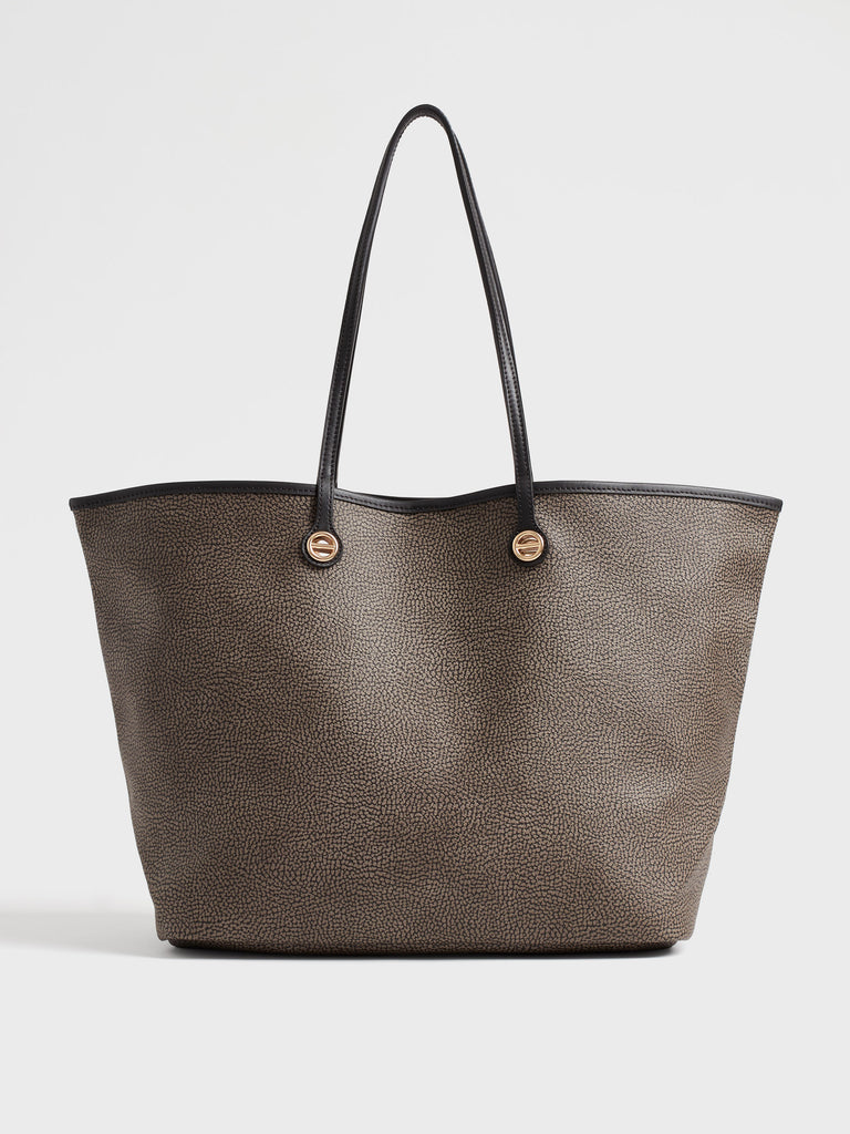 Borsa a spalla di Tela rivestita Op e Pelle - FLIGHT BORSA SHOPPING LARGE - Borbonese