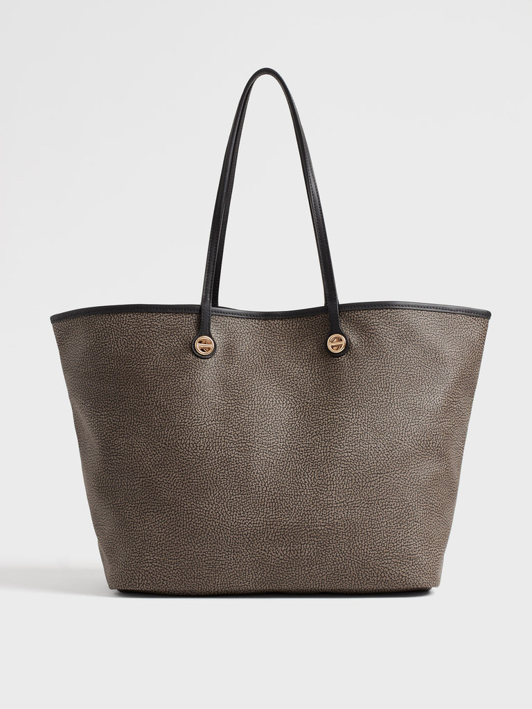 Borsa a spalla di Tela rivestita Op e Pelle - FLIGHT BORSA SHOPPING LARGE - Borbonese