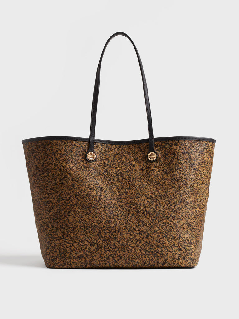 Op Coated Canvas and Leather Shoulder bag - FLIGHT LARGE SHOPPING BAG - Borbonese