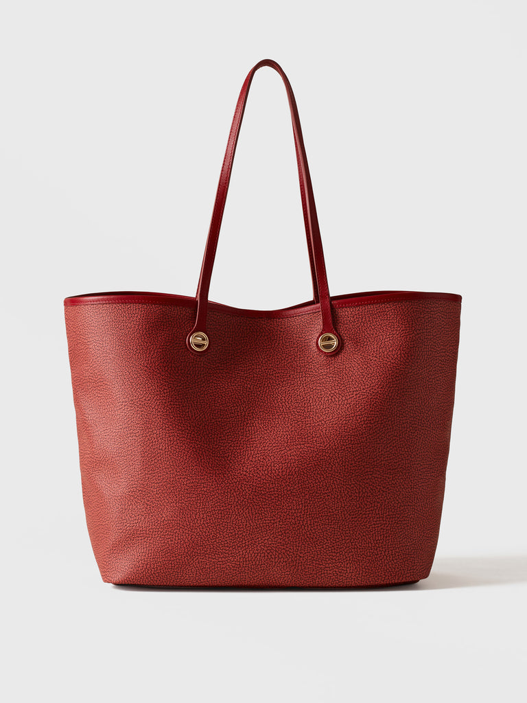 Borsa a spalla di Tela rivestita Op e Pelle - FLIGHT BORSA SHOPPING LARGE - Borbonese