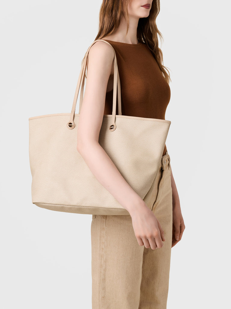 Op Coated Canvas and Leather Shoulder bag - FLIGHT LARGE SHOPPING BAG - Borbonese