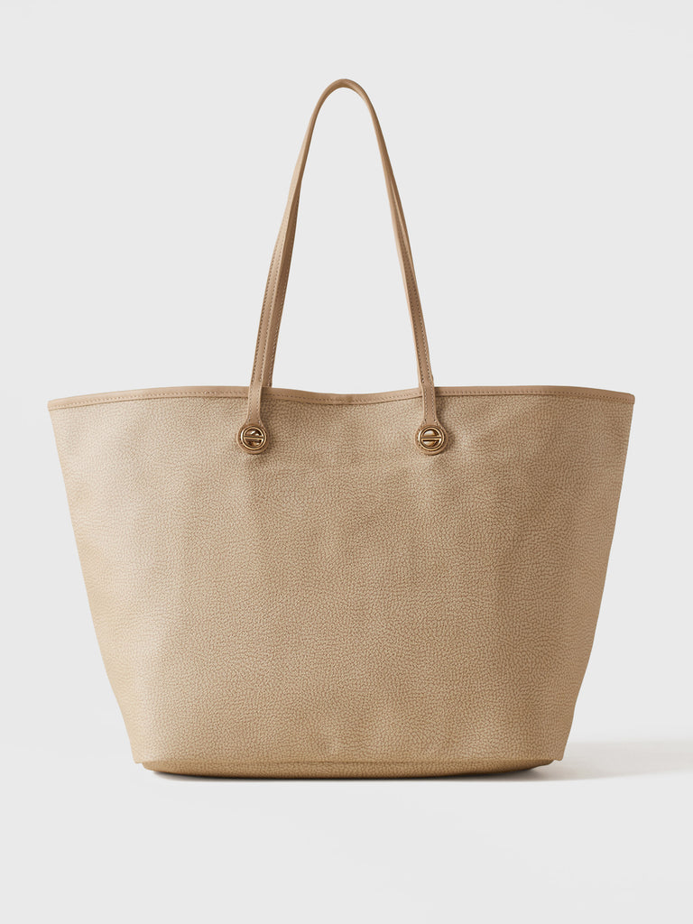Op Coated Canvas and Leather Shoulder bag - FLIGHT LARGE SHOPPING BAG - Borbonese