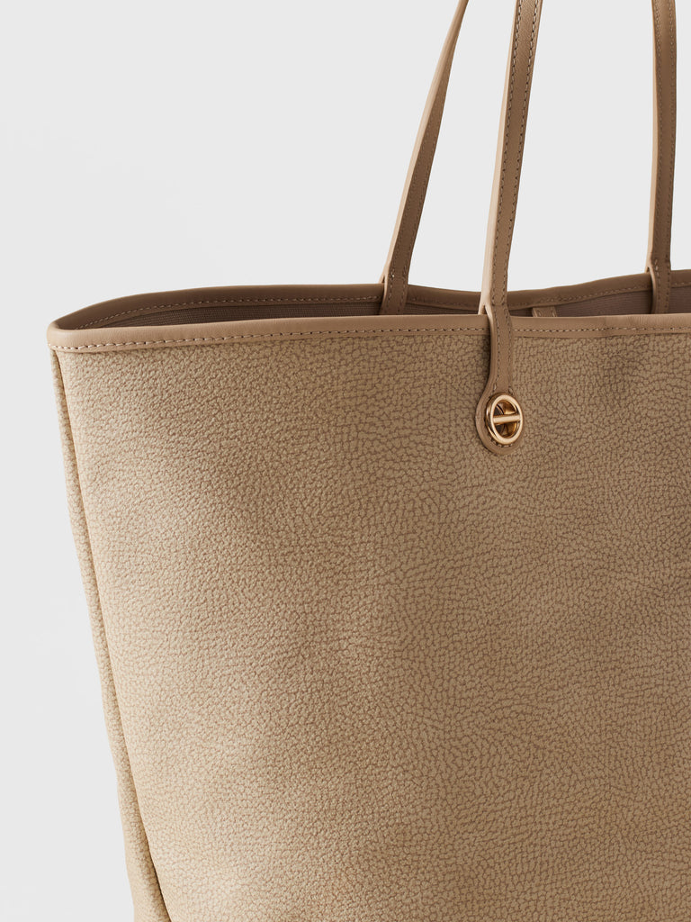 Op Coated Canvas and Leather Shoulder bag - FLIGHT LARGE SHOPPING BAG - Borbonese