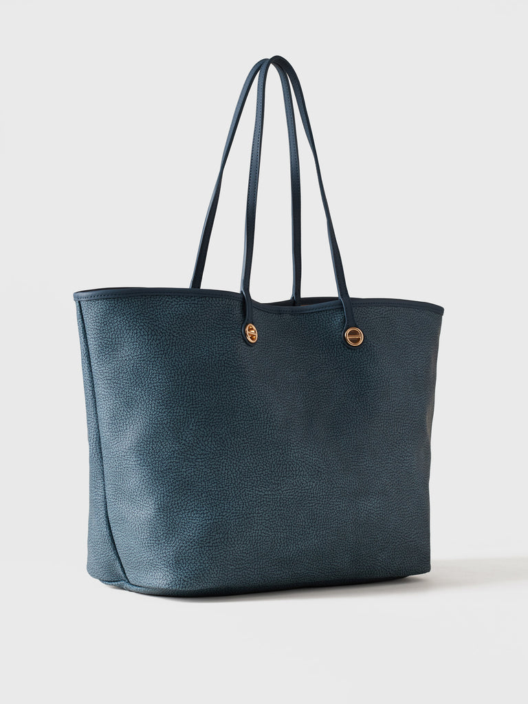 Op Coated Canvas and Leather Shoulder bag - FLIGHT LARGE SHOPPING BAG - Borbonese