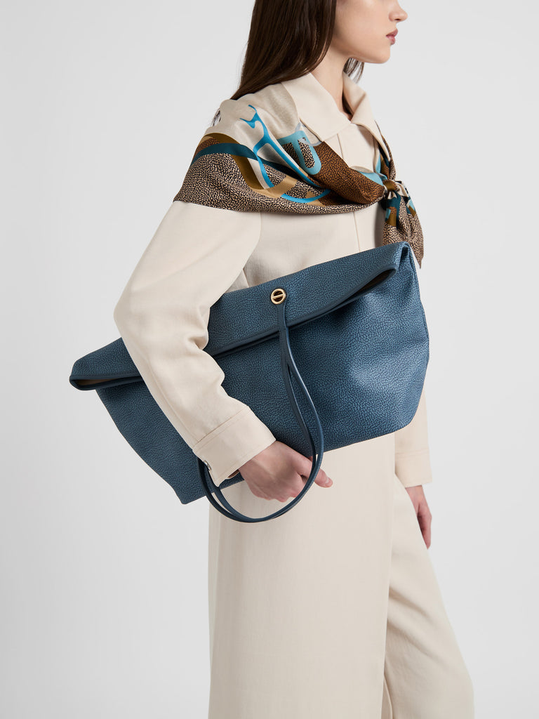 Op Coated Canvas and Leather Shoulder bag - FLIGHT LARGE SHOPPING BAG - Borbonese