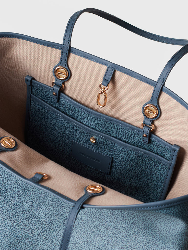Op Coated Canvas and Leather Shoulder bag - FLIGHT LARGE SHOPPING BAG - Borbonese