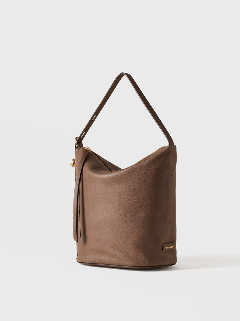 Leather shoulder bag - PRIVE BUCKET BAG MEDIUM - Borbonese
