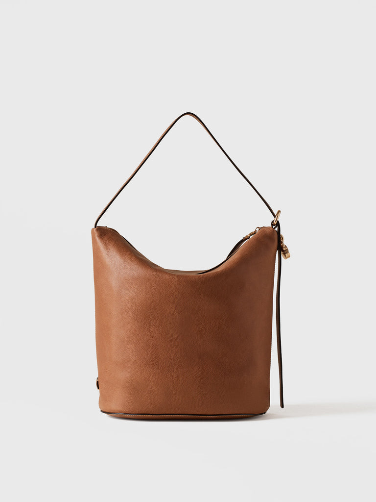 Leather shoulder bag - PRIVE BUCKET BAG MEDIUM - Borbonese