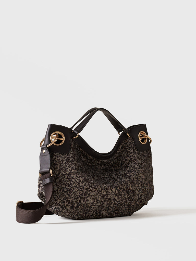 Borsa a mano in tessuto riciclato Op - LONDON BORSA HOBO MEDIUM - Borbonese