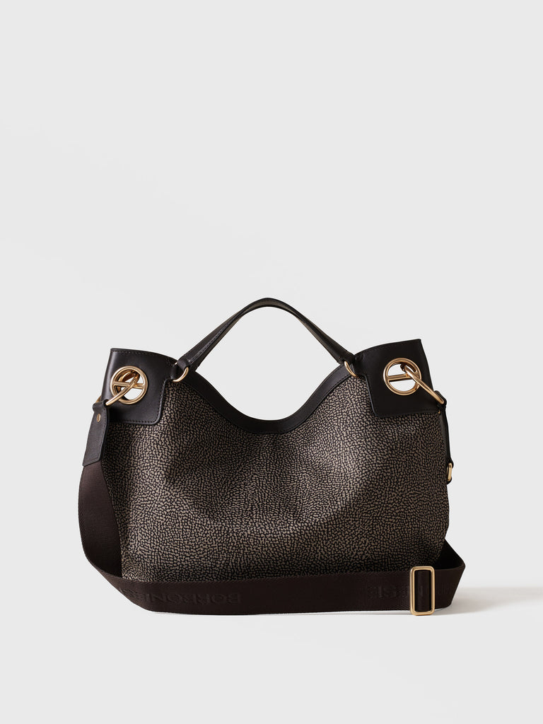 Borsa a mano in tessuto riciclato Op - LONDON BORSA HOBO MEDIUM - Borbonese