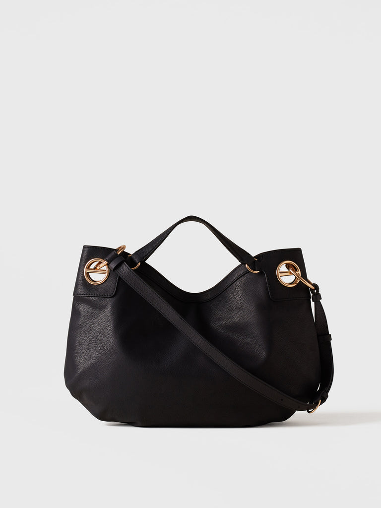 Leather Handbag - LONDON HOBO BAG MEDIUM - Borbonese
