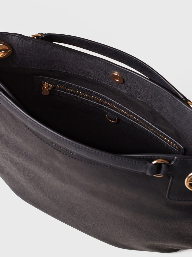 Leather Handbag - LONDON HOBO BAG MEDIUM - Borbonese