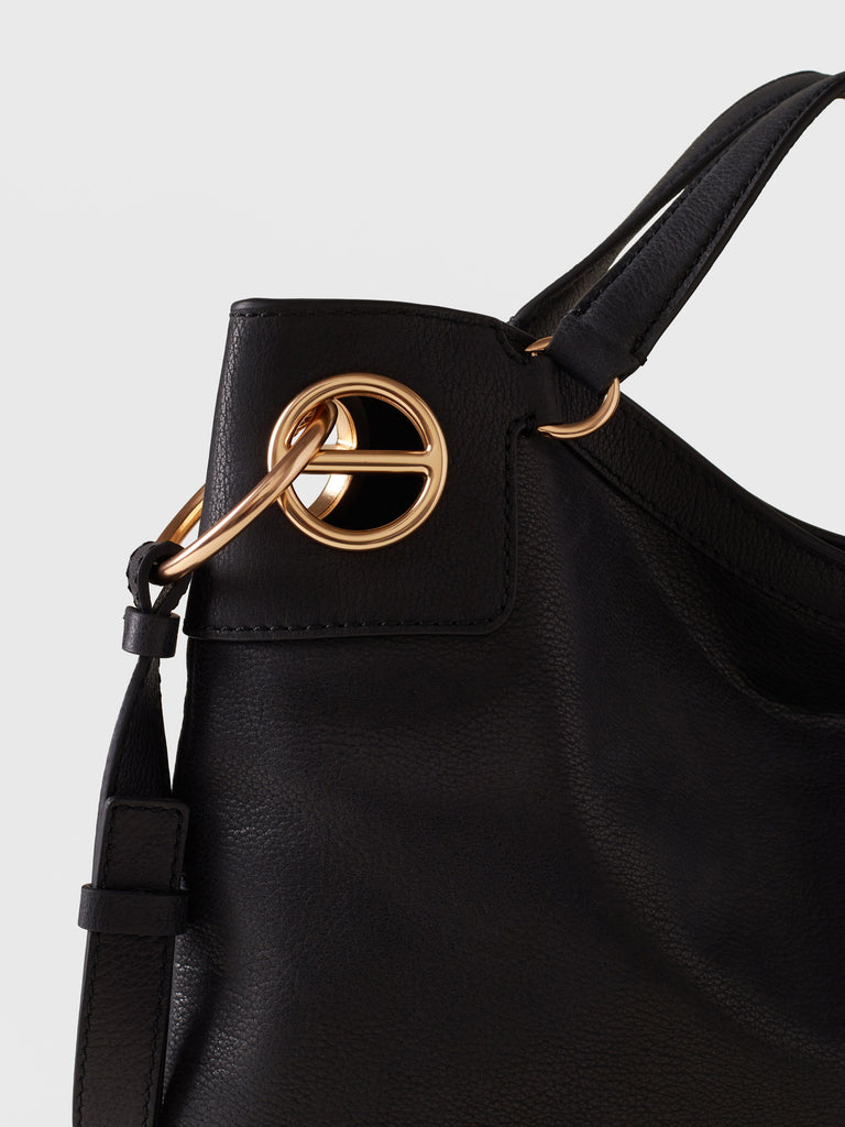 Leather Handbag - LONDON HOBO BAG MEDIUM - Borbonese
