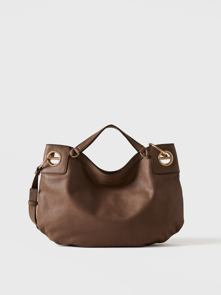 Leather Handbag - LONDON HOBO BAG MEDIUM - Borbonese