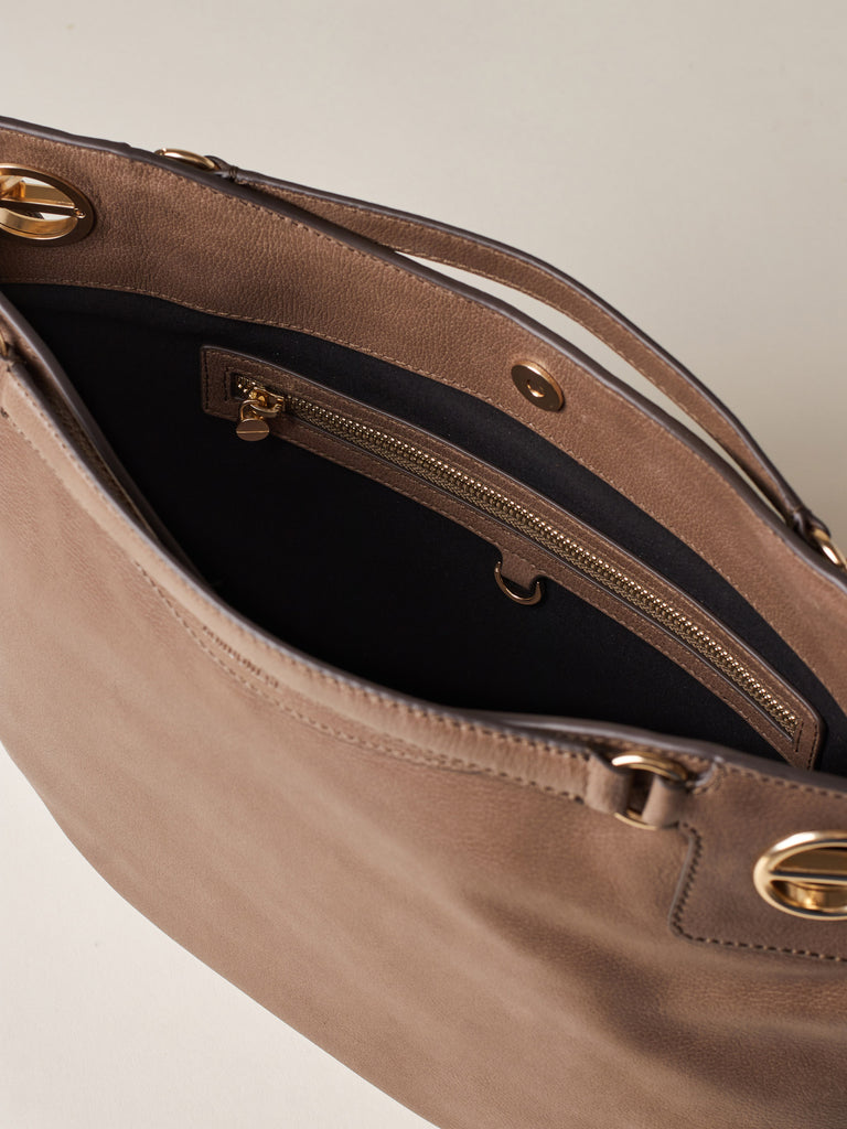 Leather Handbag - LONDON HOBO BAG MEDIUM - Borbonese