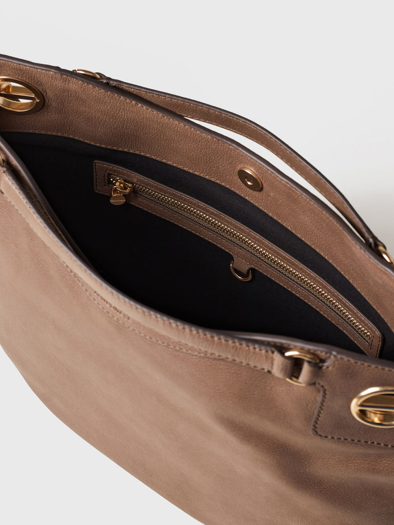 Leather Handbag - LONDON HOBO BAG MEDIUM - Borbonese