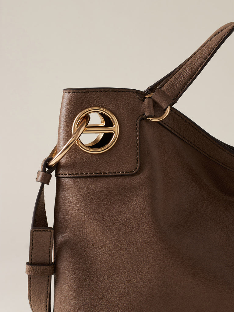 Leather Handbag - LONDON HOBO BAG MEDIUM - Borbonese