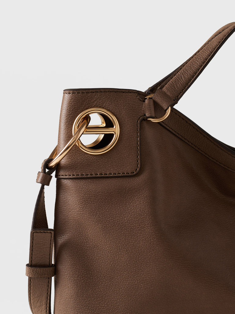Leather Handbag - LONDON HOBO BAG MEDIUM - Borbonese