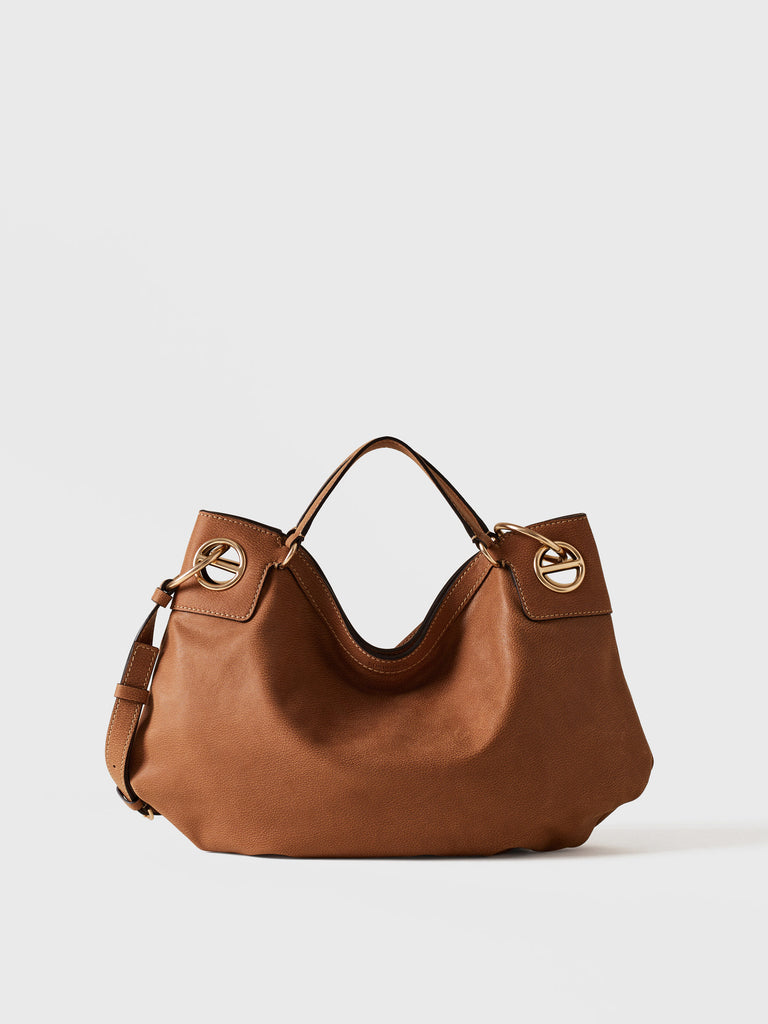Leather Handbag - LONDON HOBO BAG MEDIUM - Borbonese