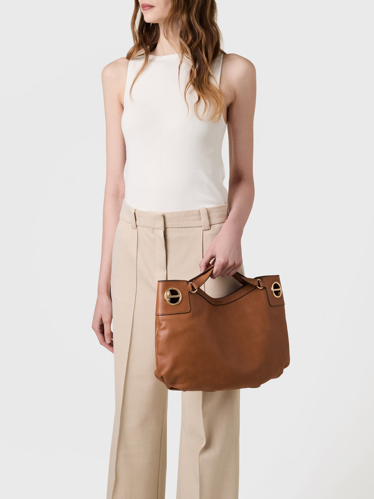 Leather Handbag - LONDON HOBO BAG MEDIUM - Borbonese