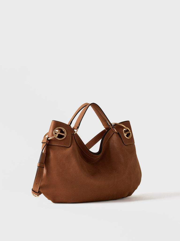 Leather Handbag - LONDON HOBO BAG MEDIUM - Borbonese