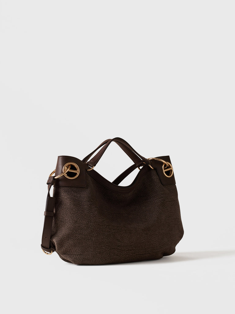 Op Suede Handbag - LONDON Medium Hobo Bag - Borbonese