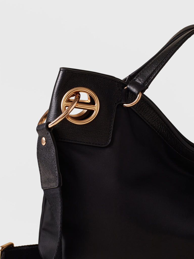 Fabric and leather Handbag - LONDON Medium Hobo Bag - Borbonese