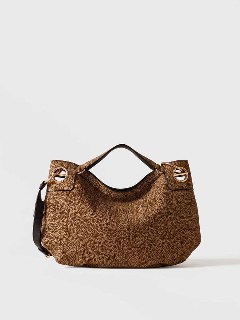 Op Suede Handbag - LONDON HOBO BAG MEDIUM - Borbonese