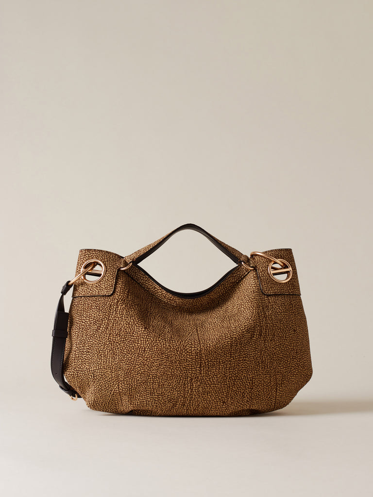 Op Suede Handbag - LONDON HOBO BAG MEDIUM - Borbonese