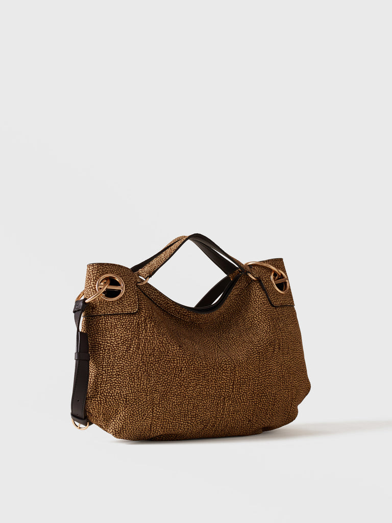 Op Suede Handbag - LONDON HOBO BAG MEDIUM - Borbonese