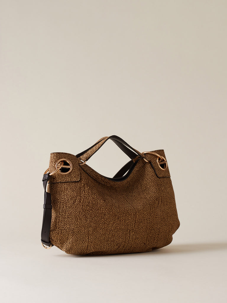 Op Suede Handbag - LONDON HOBO BAG MEDIUM - Borbonese