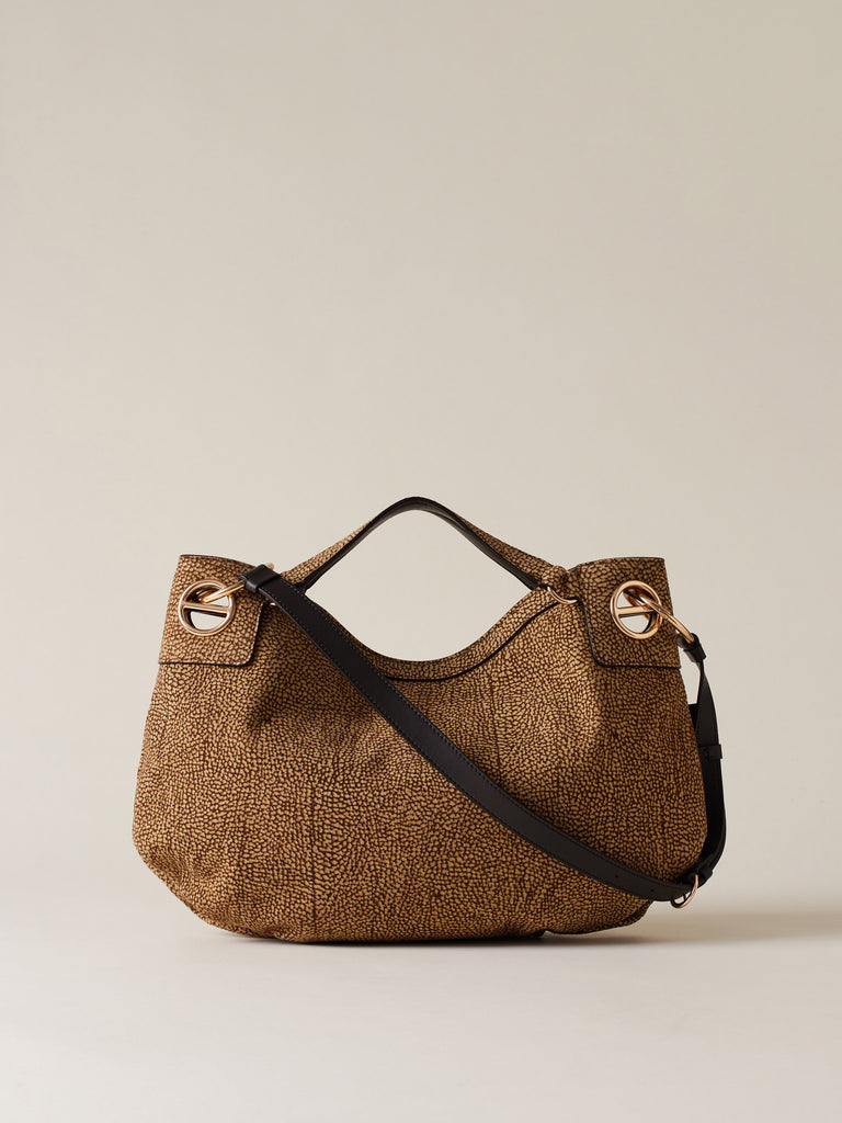 Op Suede Handbag - LONDON HOBO BAG MEDIUM - Borbonese