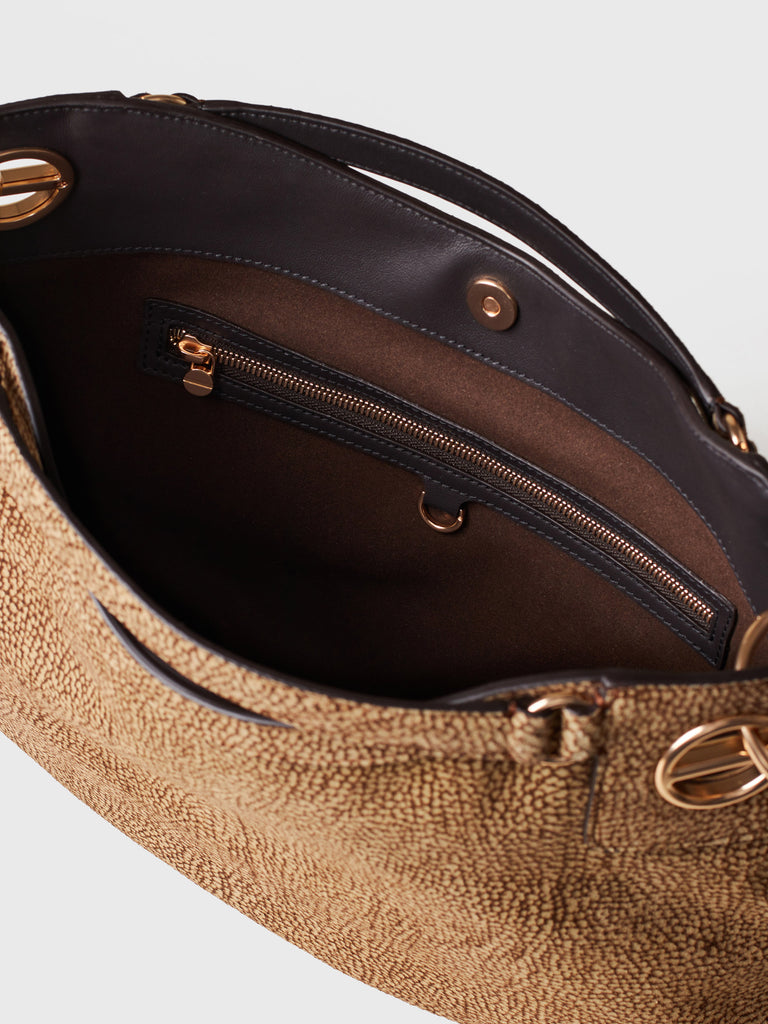 Op Suede Handbag - LONDON HOBO BAG MEDIUM - Borbonese