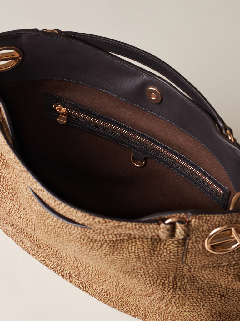 Op Suede Handbag - LONDON HOBO BAG MEDIUM - Borbonese