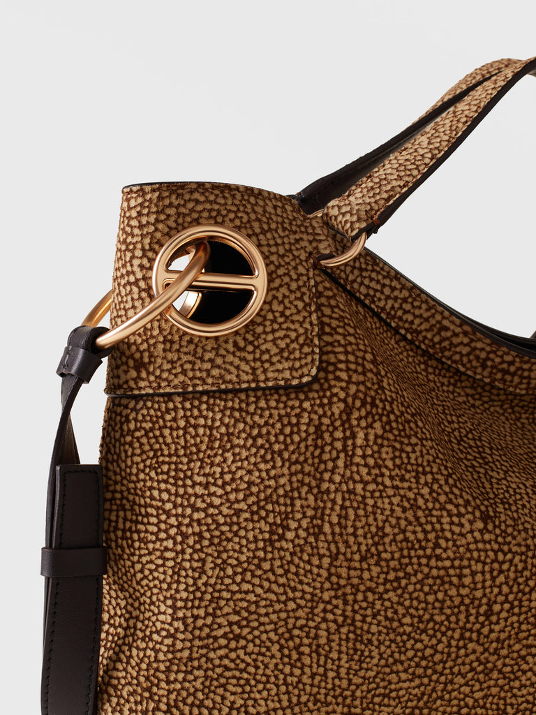 Op Suede Handbag - LONDON HOBO BAG MEDIUM - Borbonese