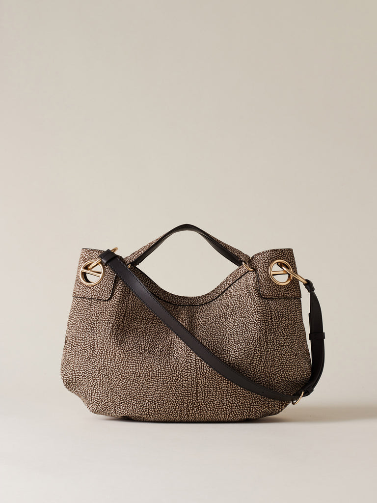 Op Suede Handbag - LONDON HOBO BAG MEDIUM - Borbonese