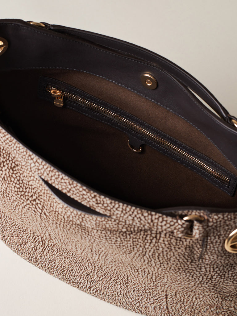 Op Suede Handbag - LONDON HOBO BAG MEDIUM - Borbonese