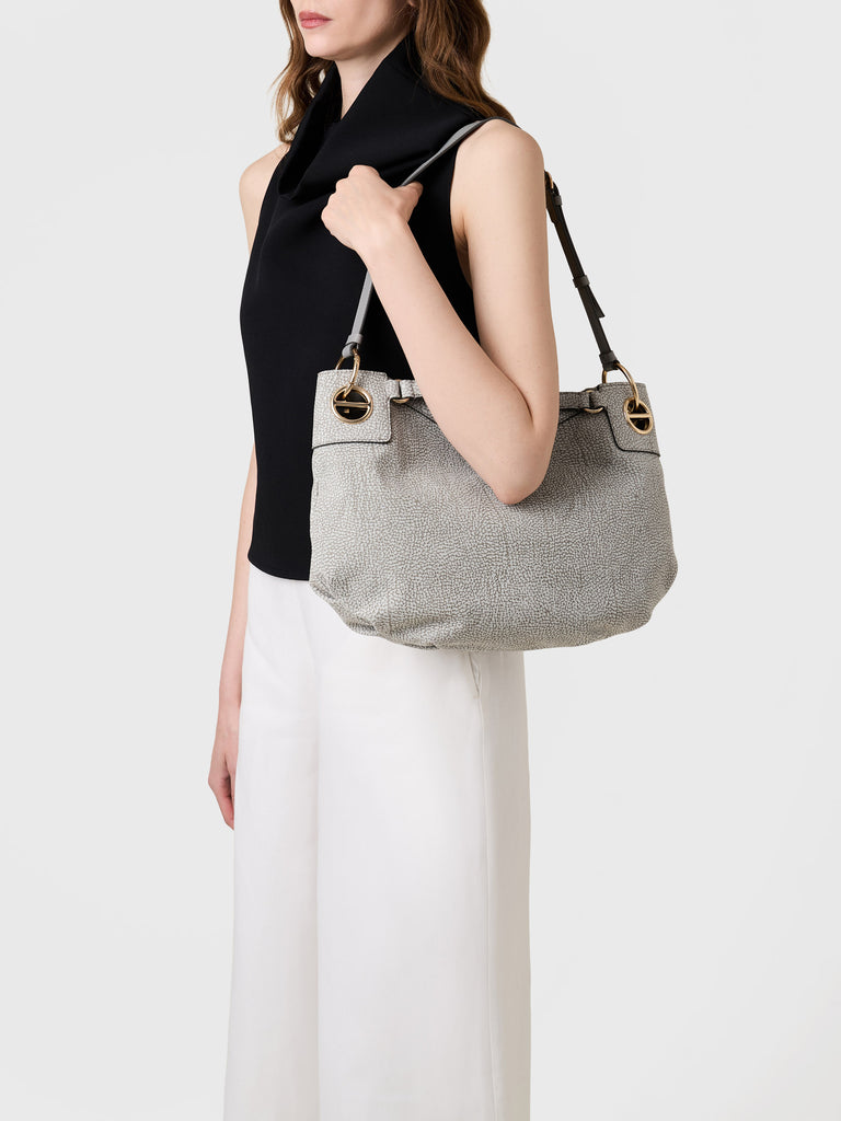 Op Suede Handbag - LONDON HOBO BAG MEDIUM - Borbonese