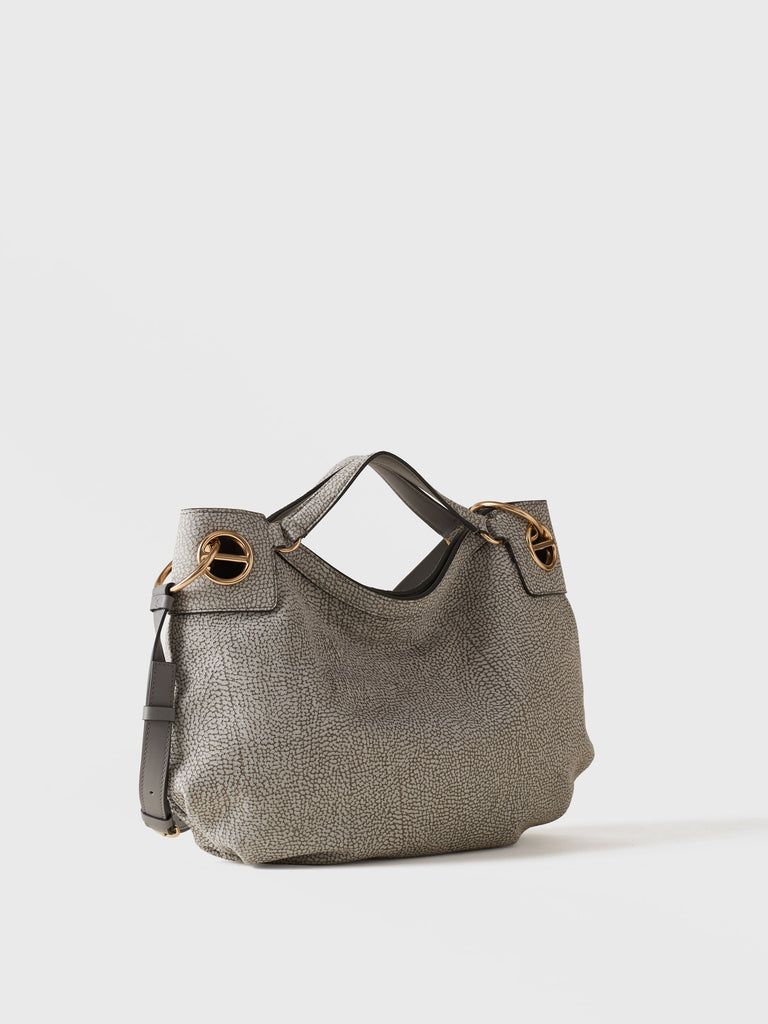 Op Suede Handbag - LONDON HOBO BAG MEDIUM - Borbonese