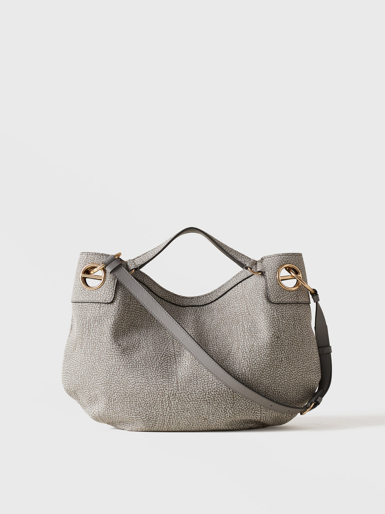 Op Suede Handbag - LONDON HOBO BAG MEDIUM - Borbonese